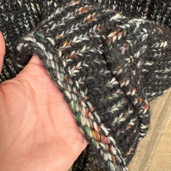 Express Black Multicolor Chunky Knit Wool Alpaca Cardigan Sweater L/XL - Picture 7 of 7